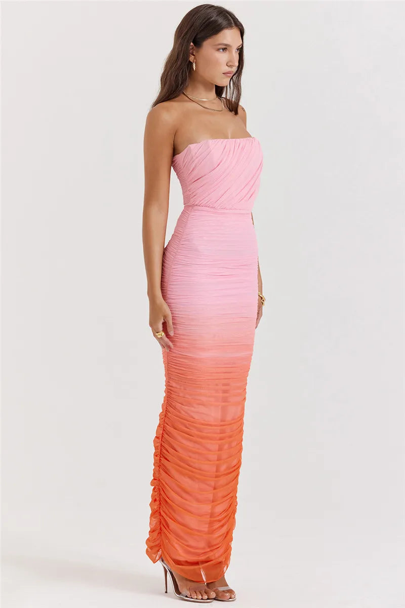 Elegant Strapless Off-Shoulder Maxi Dress with Back Split - Image 19