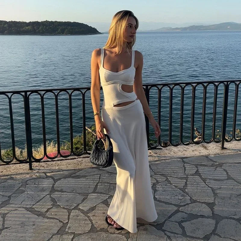 Elegant Sleeveless Hollow Out Maxi Dress for Women - Image 10