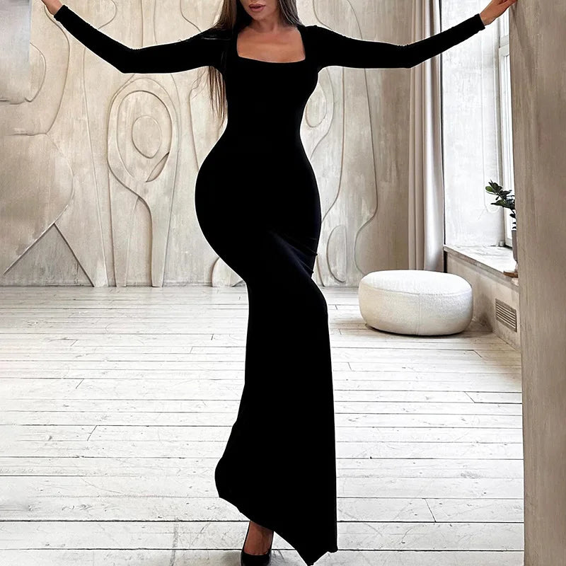 Autumn Slim Fit Backless Lace-Up Long Sleeve Dress - Image 16