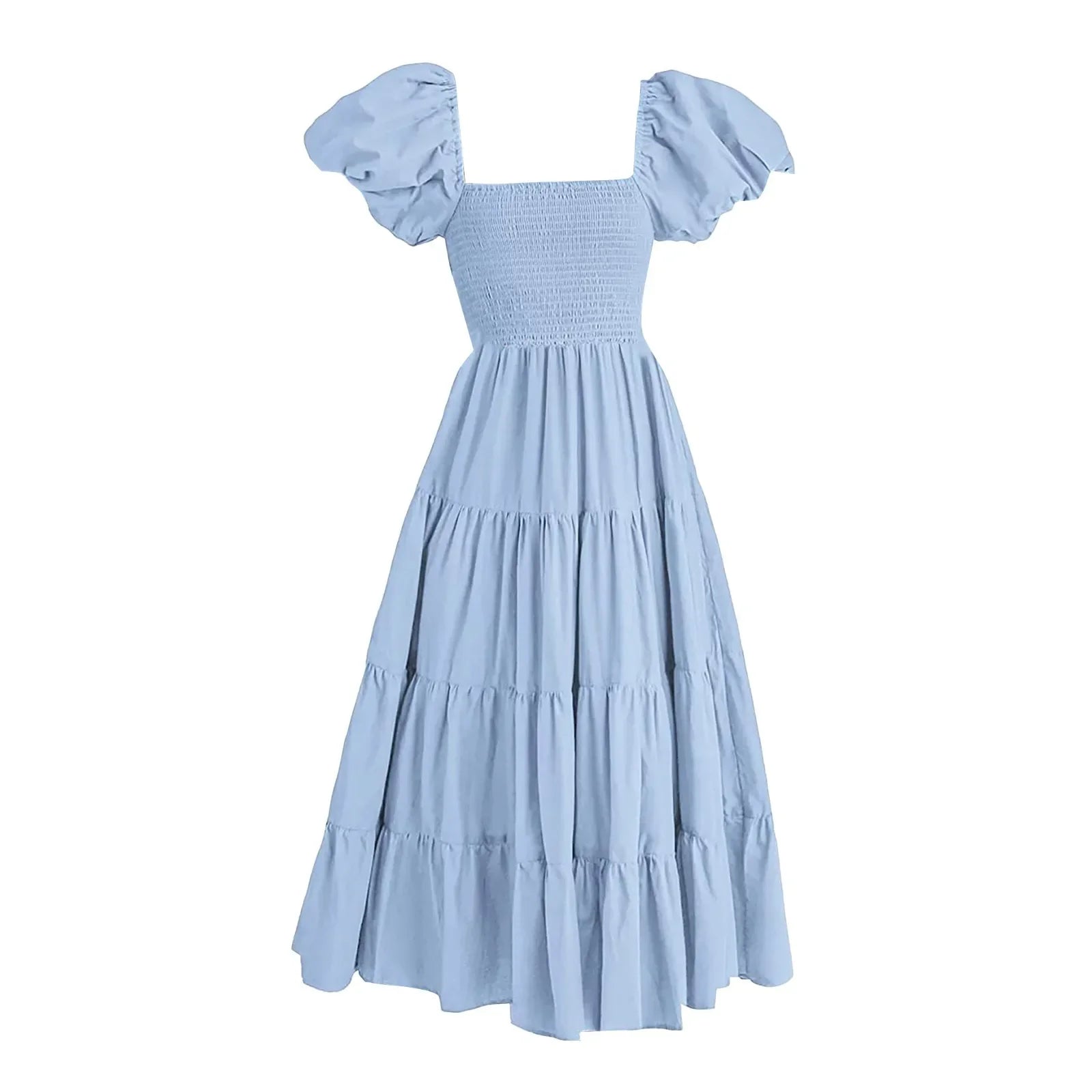 Floral High Waist Puffed Sleeve Summer Dress for Girls - Image 20