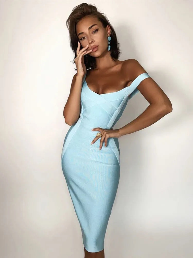 Elegant Sleeveless Rayon Bandage Bodycon Dress for Women - Image 4