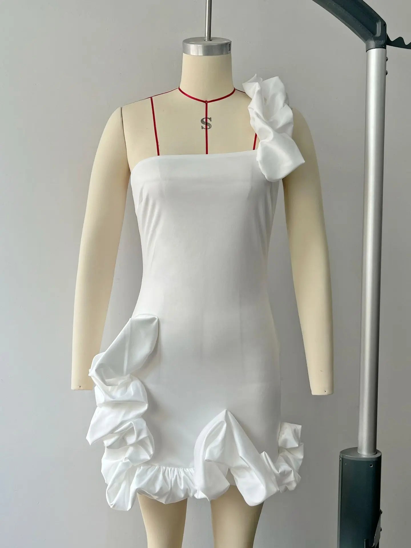 Elegant One Shoulder Ruffle Bodycon Mini Dress for Women - Image 21