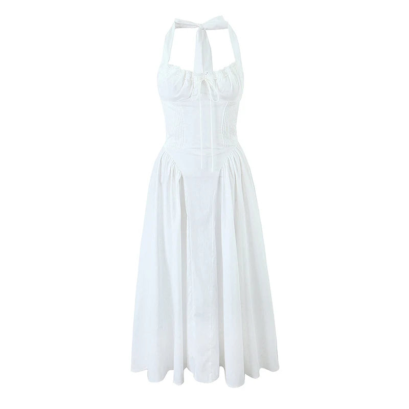 Floral Lace Trim Backless Halter Midi Dress for Women - Image 6
