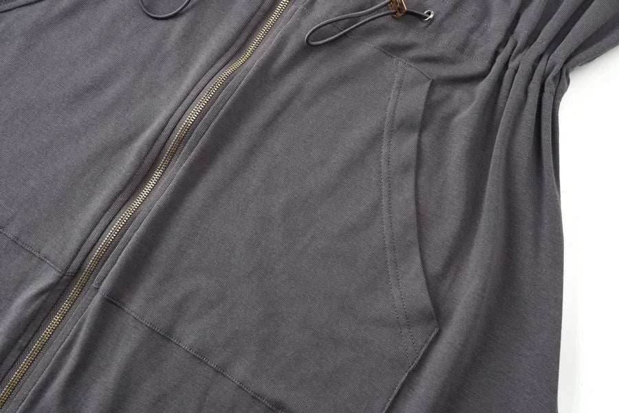 Spring/Summer Women’s Loose Fit Modal Zip Dress - Image 13
