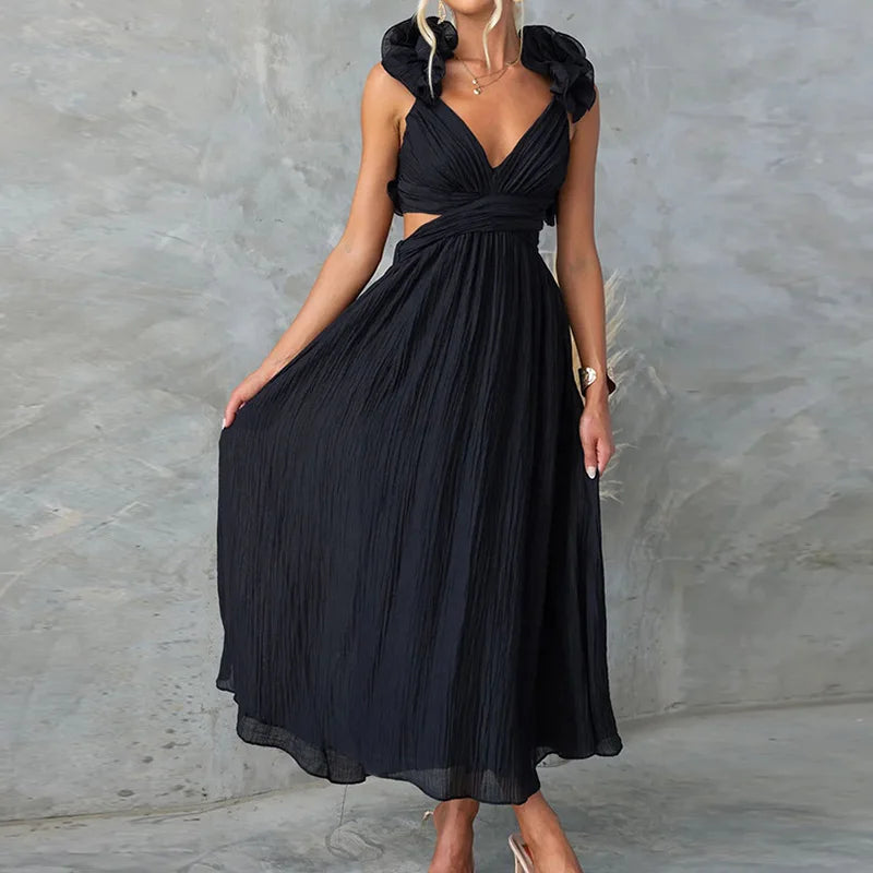 Elegant V-Neck Sleeveless Maxi Dress for Summer Parties - Image 12