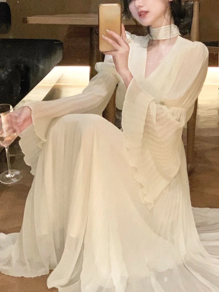 Elegant Irregular Ruffle Long Dress for Parties and Evenings - Image 10
