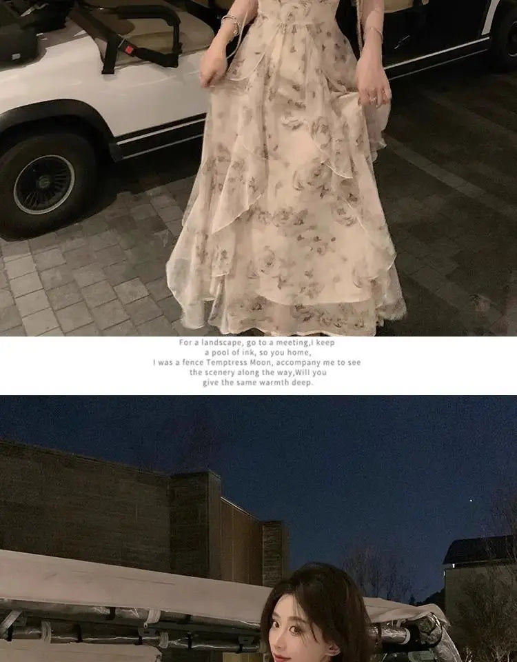 Elegant Long Floral Chiffon Midi Dress for Women - Image 13
