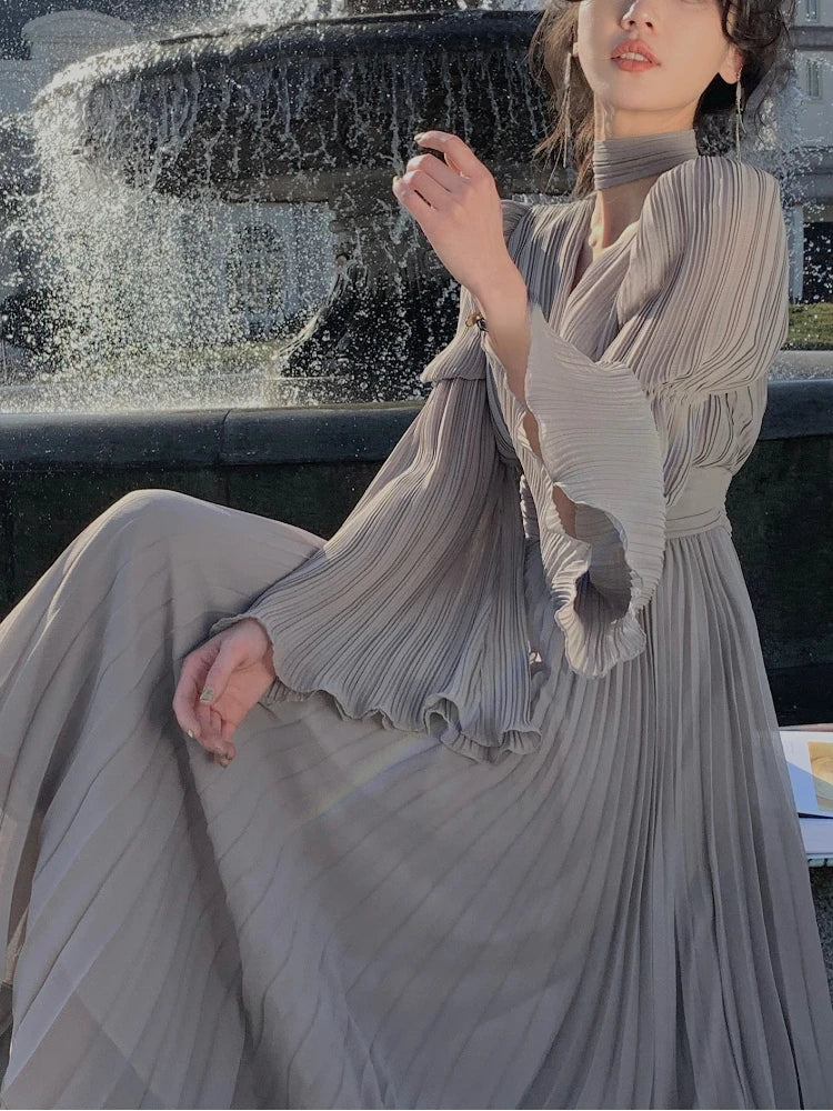 Elegant Irregular Ruffle Long Dress for Parties and Evenings - Image 18