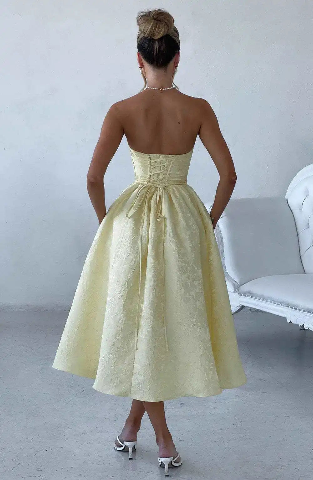 Elegant Strapless Satin Bodycon Dress for Women - Image 34