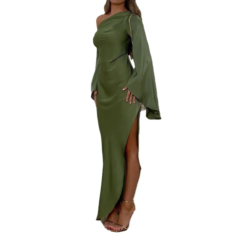 Elegant Asymmetrical Off-Shoulder Slim Party Dress for Women - Image 6