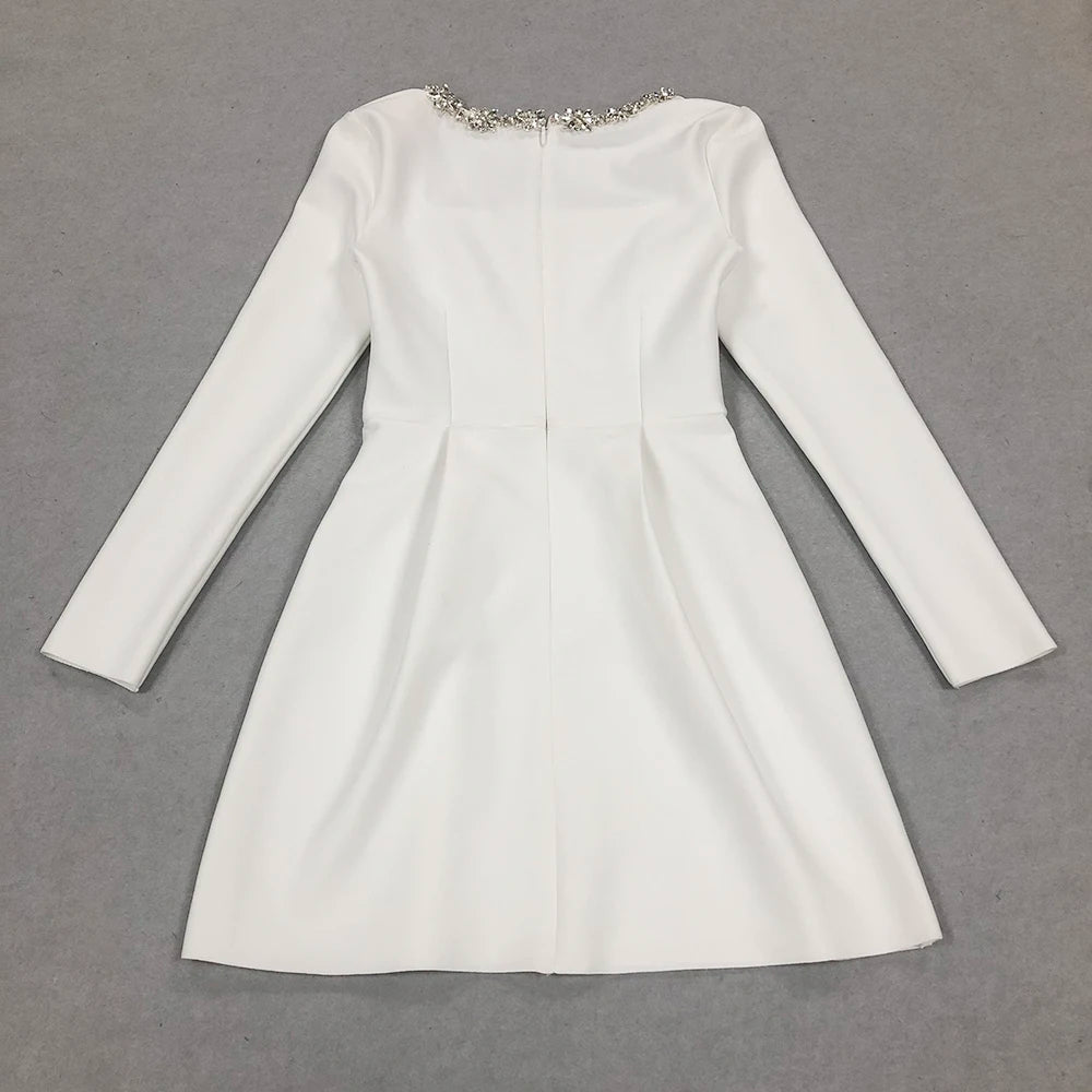 Summer Women's White Square Neck A-line Mini Dress - Image 16