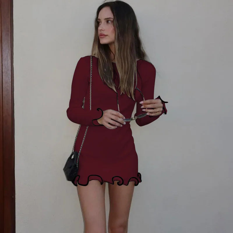Personalized Rolled Edge Slim Fit Long Sleeve Dress - Image 24