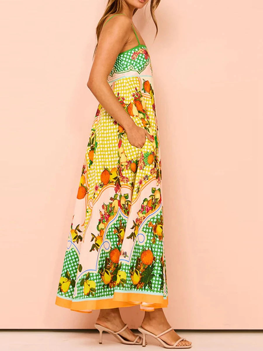 Floral Midi Slip Dress with Sleeveless Spaghetti Straps - Image 10