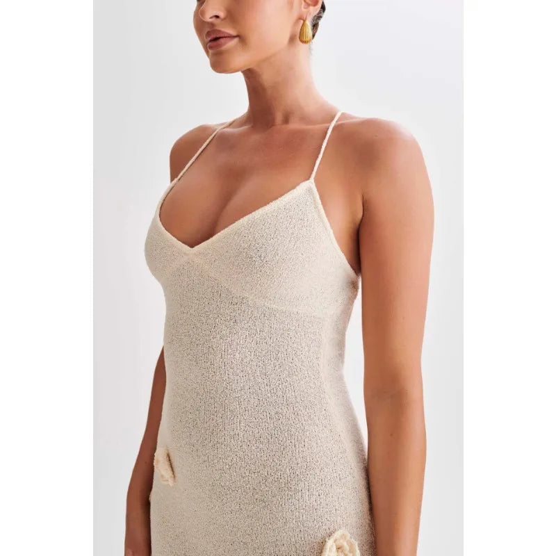 Floral Backless Knit Halter Dress for Women - Image 20