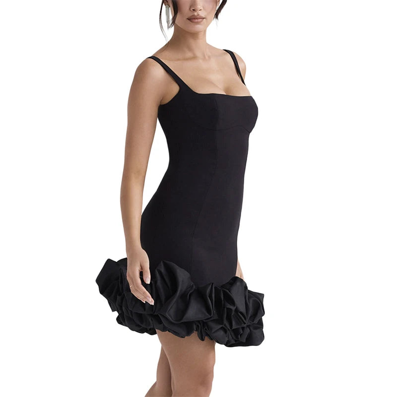 Summer Spaghetti Strap Mini Dress with Ruffle Hem - Image 2