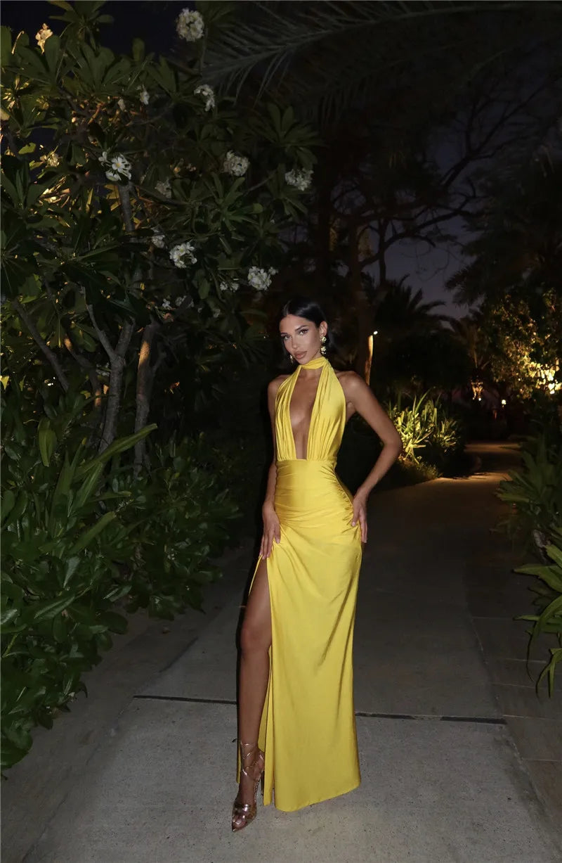 Deep V Neck Backless Maxi Dress for Women - Image 20