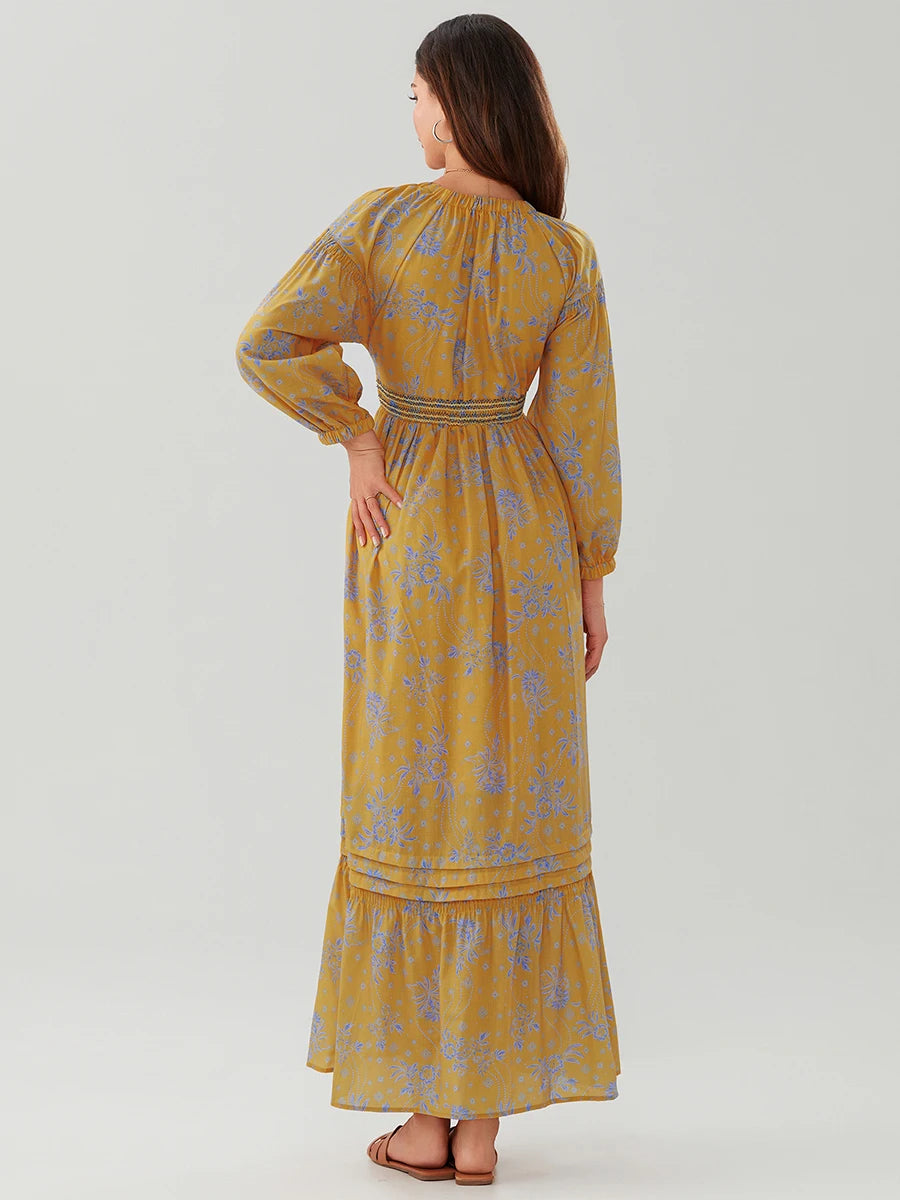 Bohemian Floral Print Flowy Beach Dress for Women - Image 82