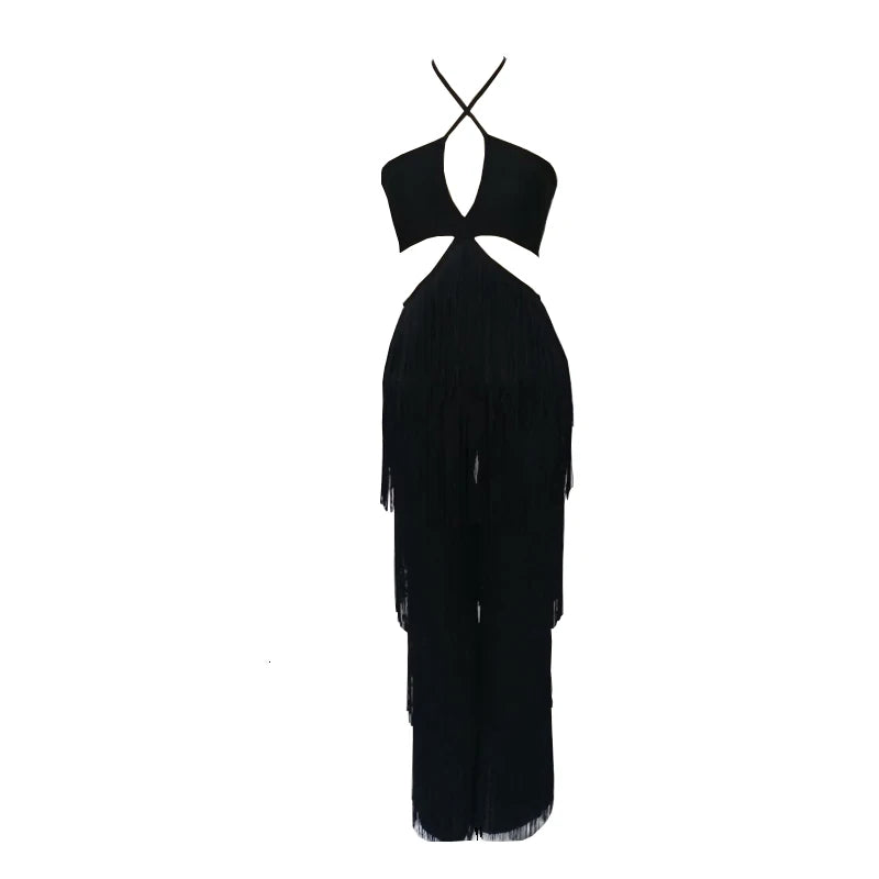 Elegant Backless Tassel Halter Dress for Night Parties - Image 7