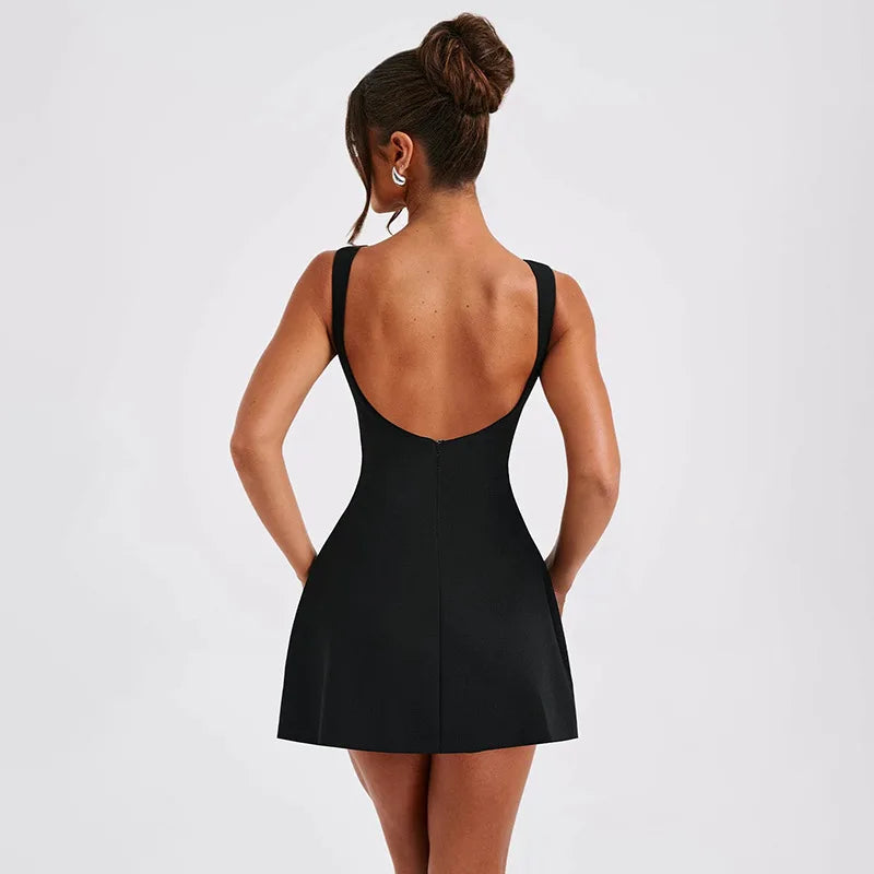 Elegant Backless Mini Vest Dress for Beach Parties - Image 31