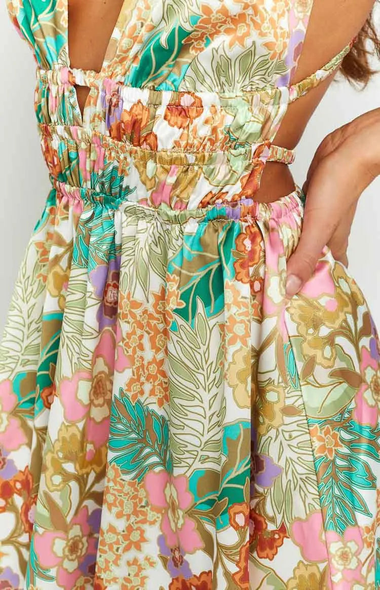 Backless Floral Print Mini Dress for Summer Parties - Image 26