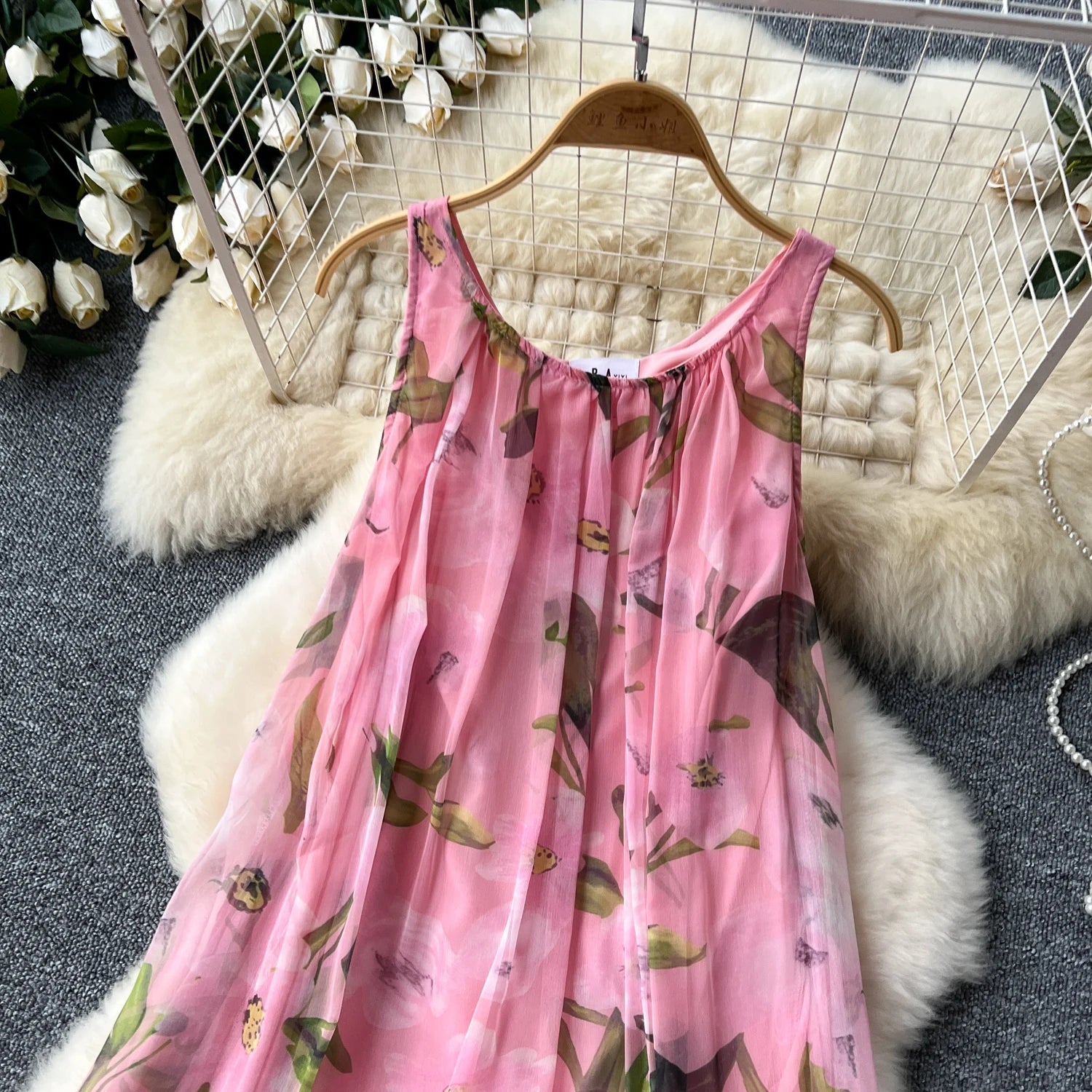 French Vintage Mesh Splice Beach Ball Gown Dress - Image 25