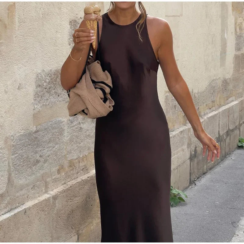 Elegant Satin Midi Dress for Stylish Women - Image 20