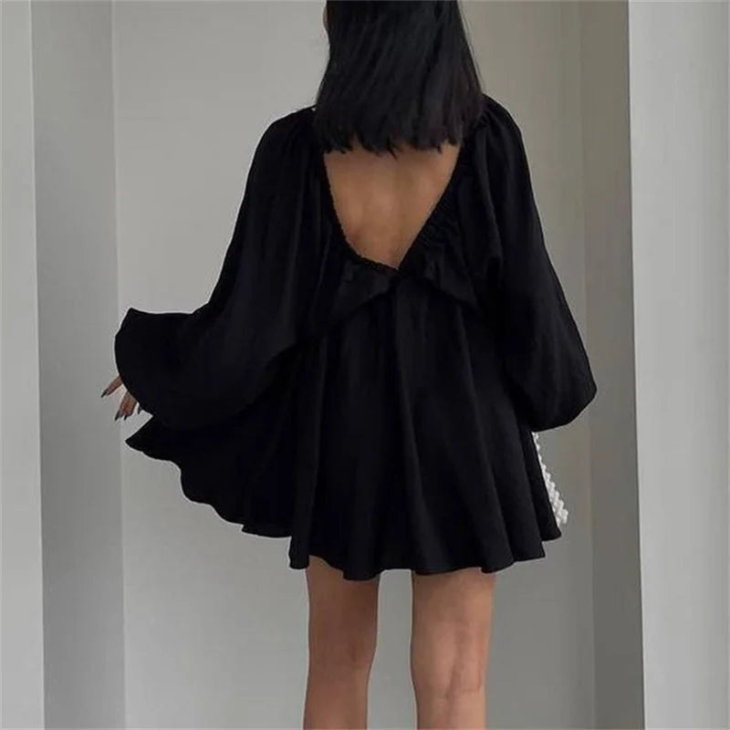 Elegant Backless Pleated Deep V Neck Gown for Women - Image 13
