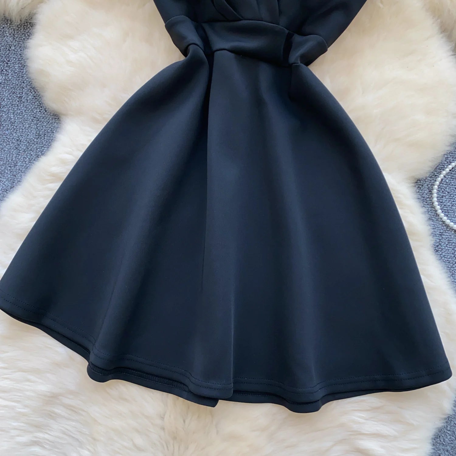 Chic A-Line Pleated Short Sleeve Evening Dress - Image 12