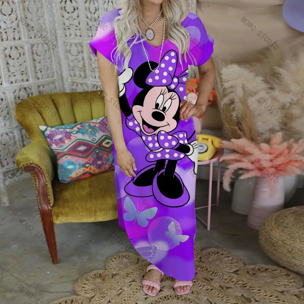 V-Neck Minnie Mouse Maxi Dress for Women - Casual Summer Style - Image 21