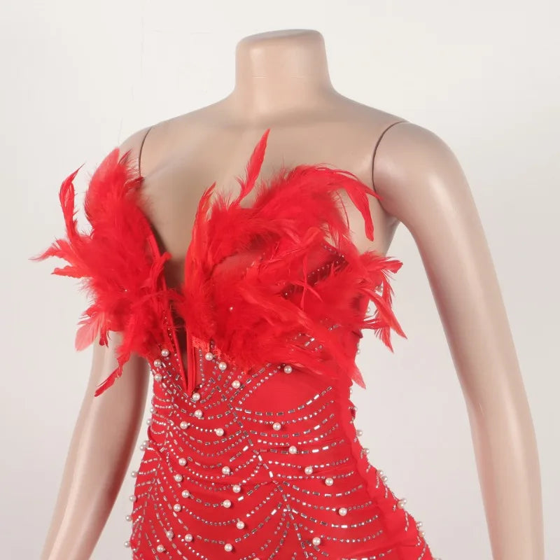 Sexy High Waist Feather Bodycon Mini Dress for Parties - Image 11