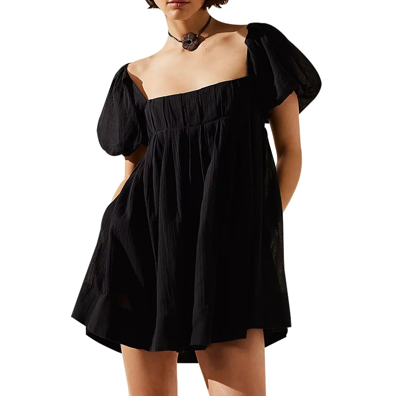 Chic Women's Summer Babydoll Puff Sleeve Dress - Image 5