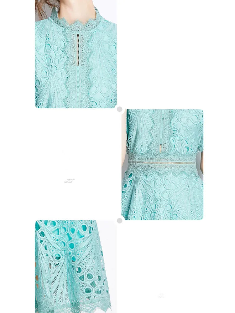 Elegant Vintage Lace Short Sleeve Summer Dress for Women - Image 60