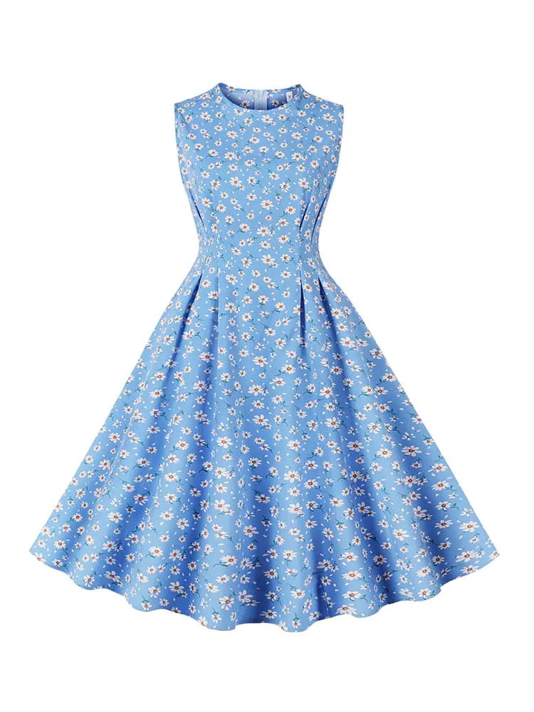Elegant Floral Print Summer Dress for Women - Retro Vibes - Image 8