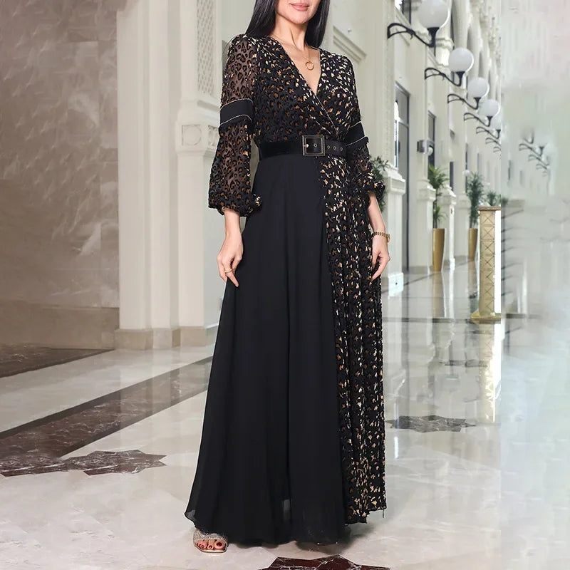 Elegant Plus Size Deep V Neck A-Line Evening Dress - Image 9