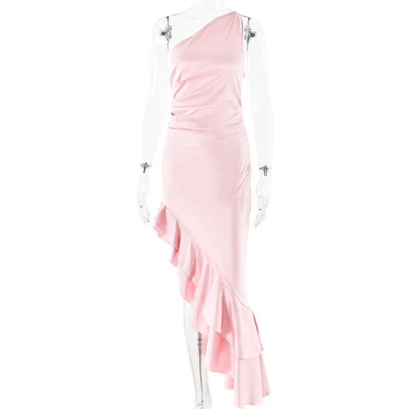 Elegant Ruffled High Split Backless Maxi Dress for Women - Image 11