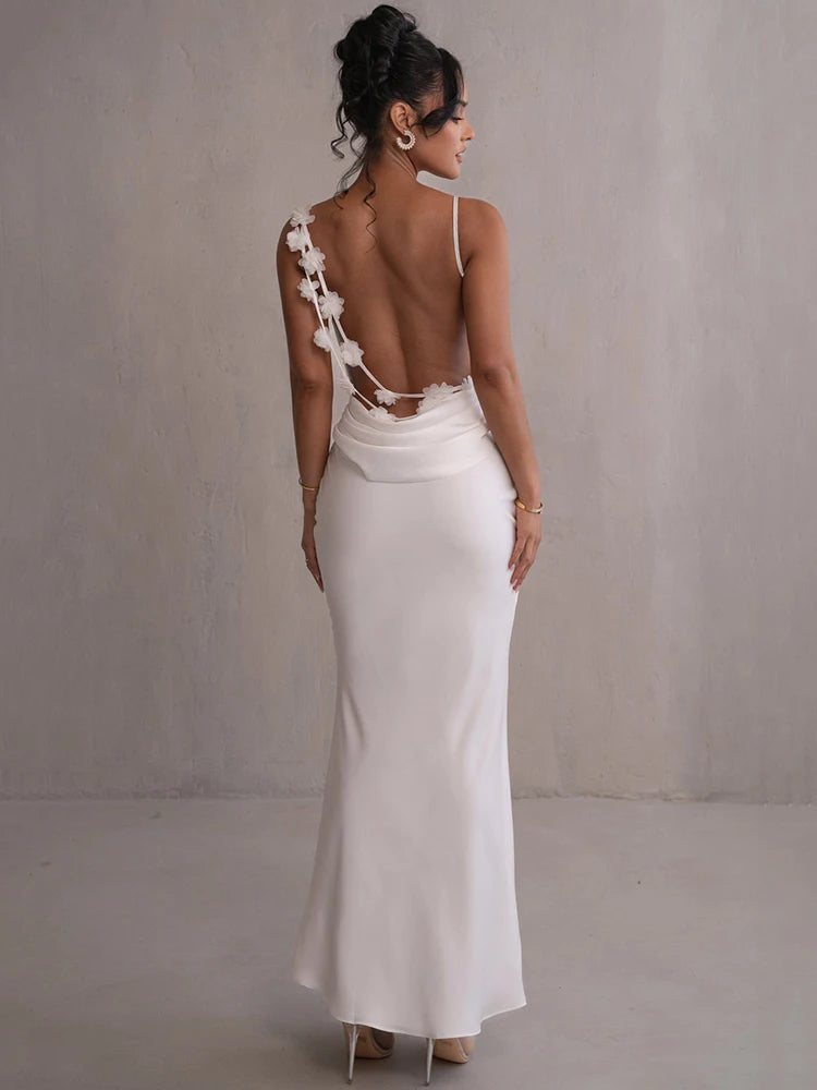 Elegant Backless Maxi Dress with Spaghetti Straps for Women - Image 10