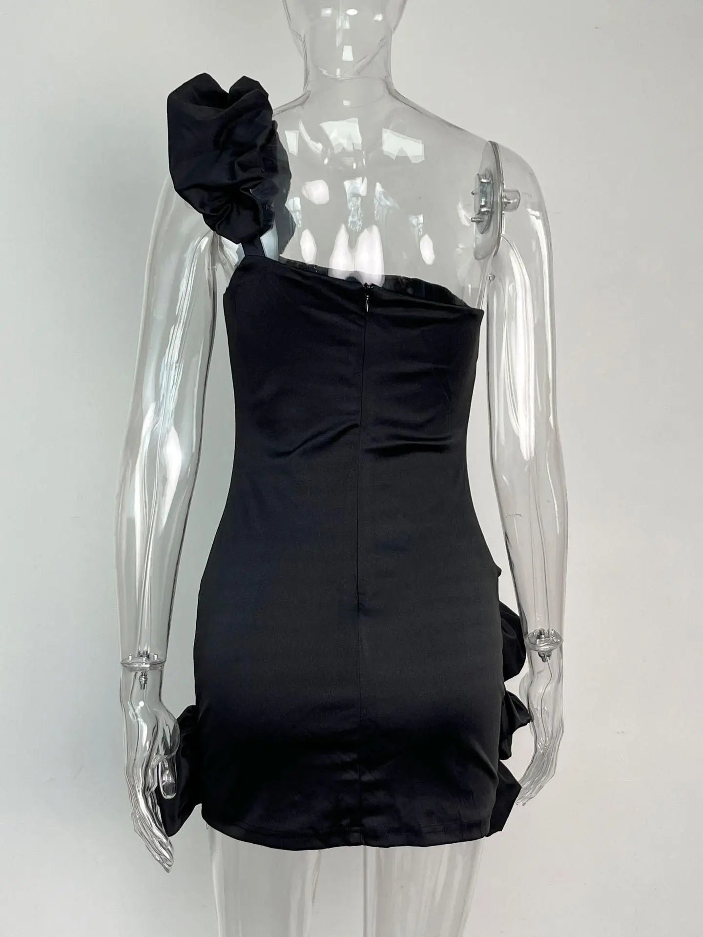 Elegant One Shoulder Ruffle Bodycon Mini Dress for Women - Image 24