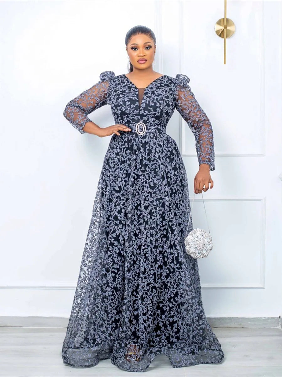 Elegant A-Line V Neck Long Dress for Women - Image 11