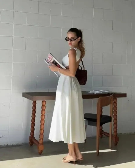 Summer Ruffle Suspender Dress with Square Neckline - Image 16
