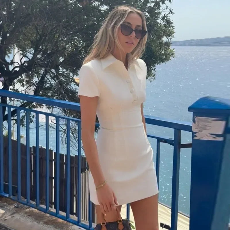 Sexy Slim Summer Polo Mini Dress for Women - Image 22