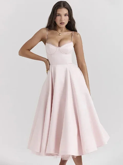 Elegant Double Layer Mesh Midi Dress for Women - Image 10