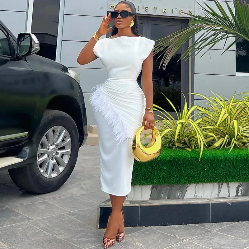 Elegant Ankle-Length Solid O Neck Women’s Dress - Image 9