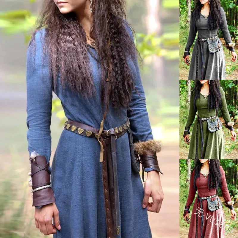 Elegant Long Sleeve Medieval Maxi Dress for Women - Image 5