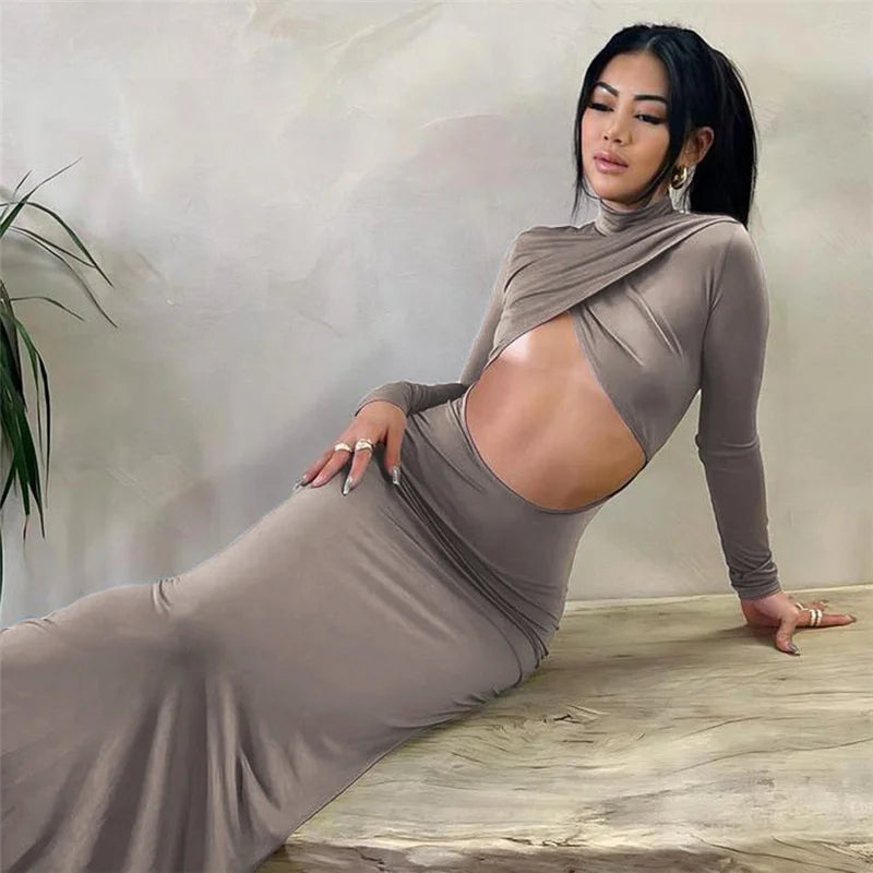 Hollow Out Backless Turtleneck Bodycon Dress for Women - Image 5