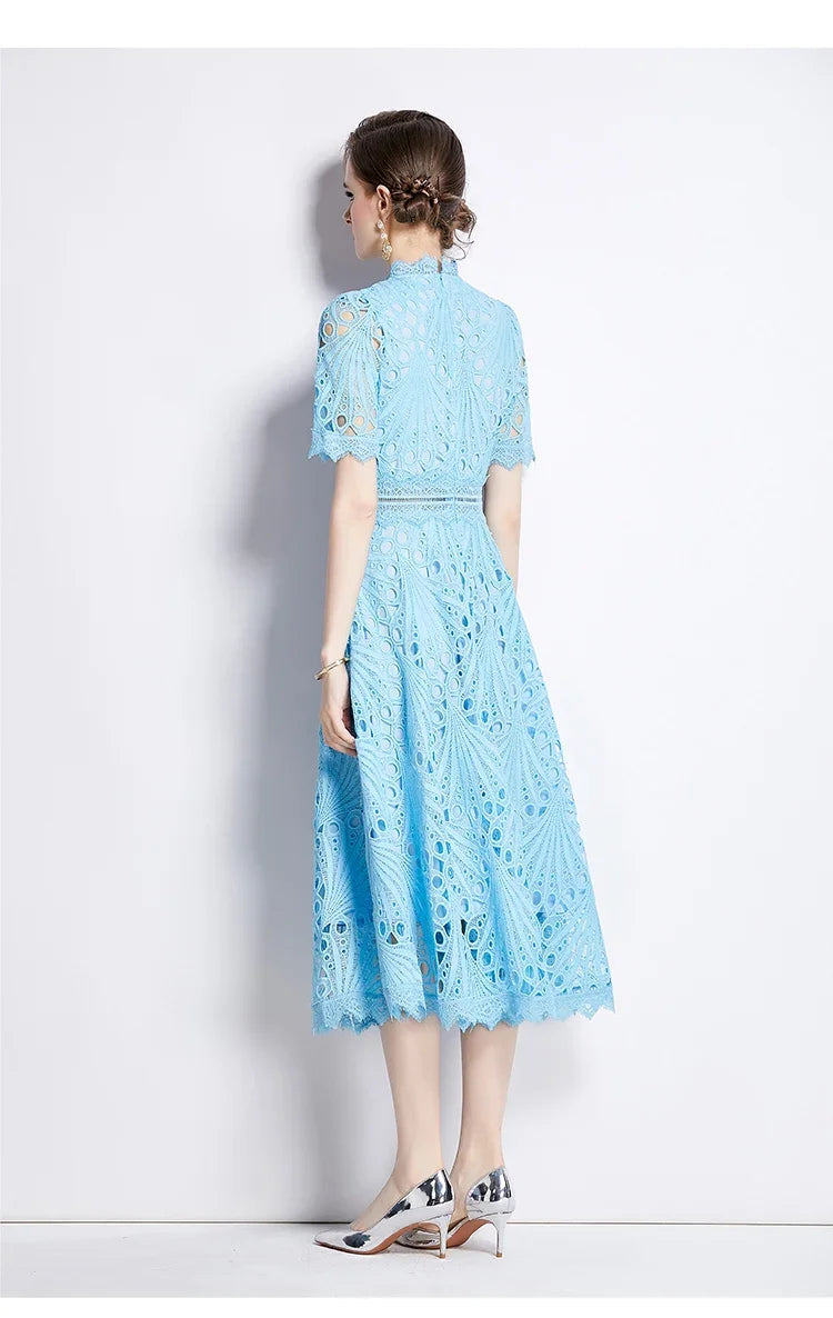 Elegant Vintage Lace Short Sleeve Summer Dress for Women - Image 50