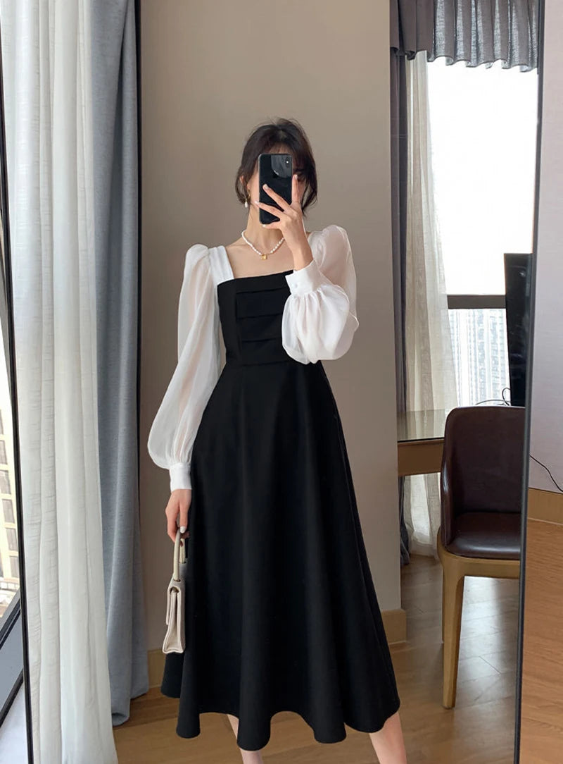 Elegant High Waist Chiffon Black Dress for Women - Image 22