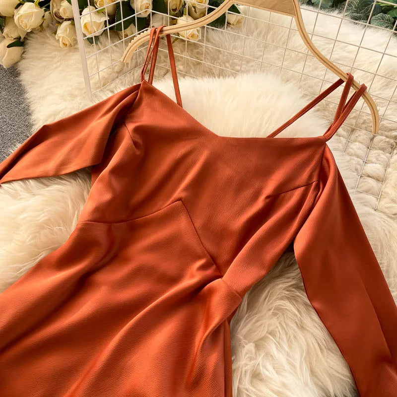 Elegant Backless Lace-up A-line Summer Slip Dress - Image 7