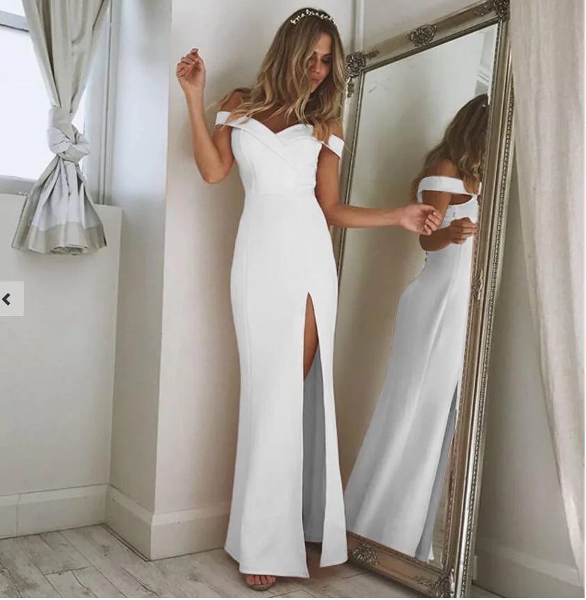 Elegant Off-Shoulder Blue Maxi Dress for Summer Weddings - Image 16