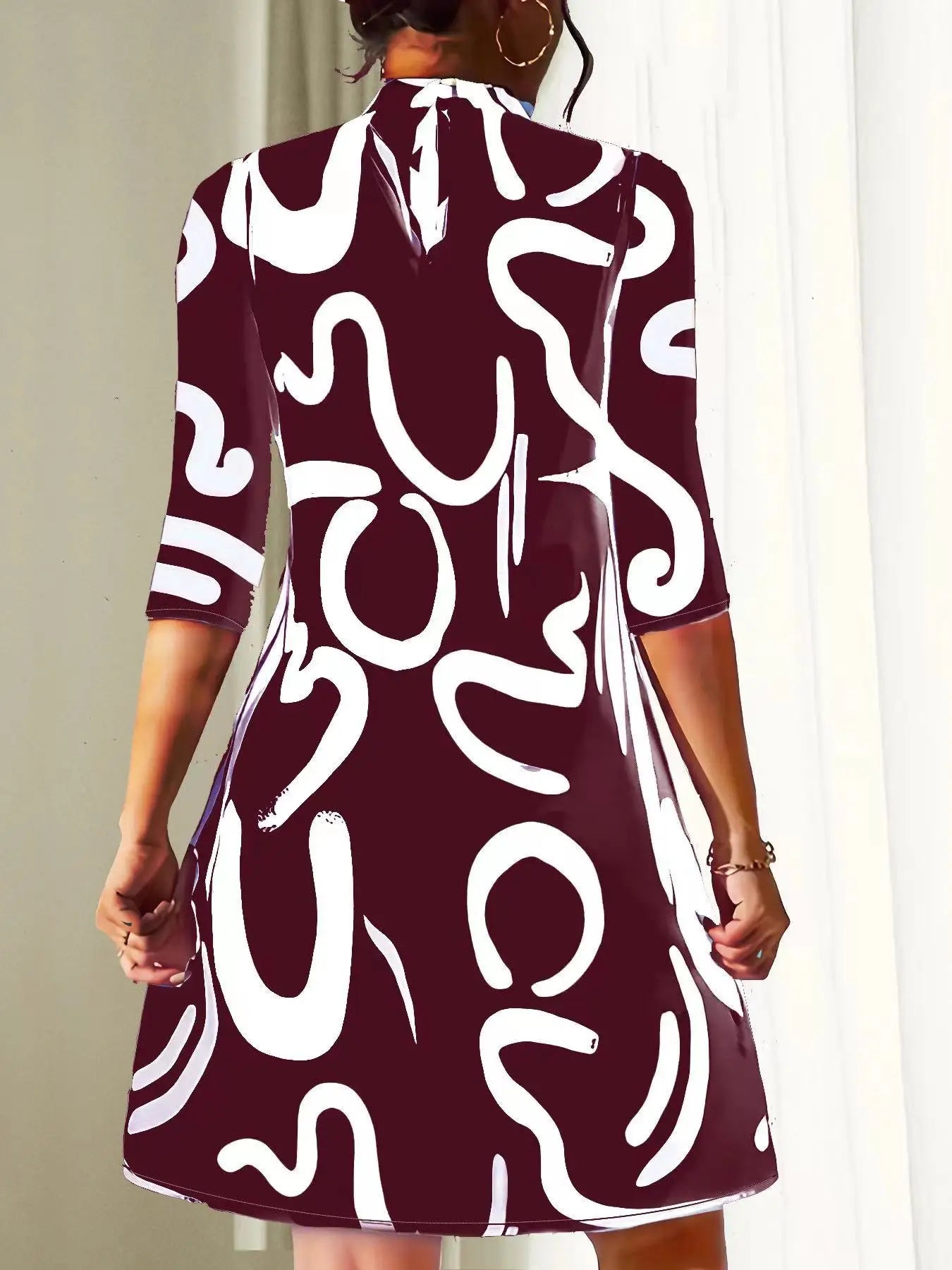 Chic Autumn Long Sleeve Print Mini Dress for Women - Image 11