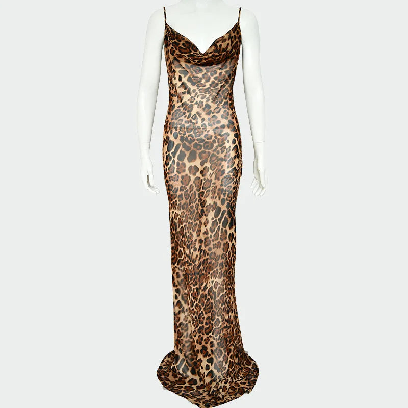 Elegant Sheer Leopard Maxi Dress for Summer Beach Days - Image 18